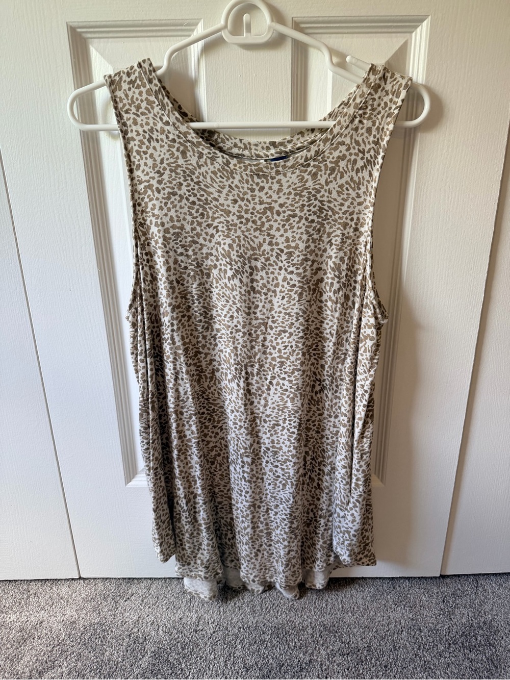 Old Navy Beige and Taupe Leopard-Print Swing Tank